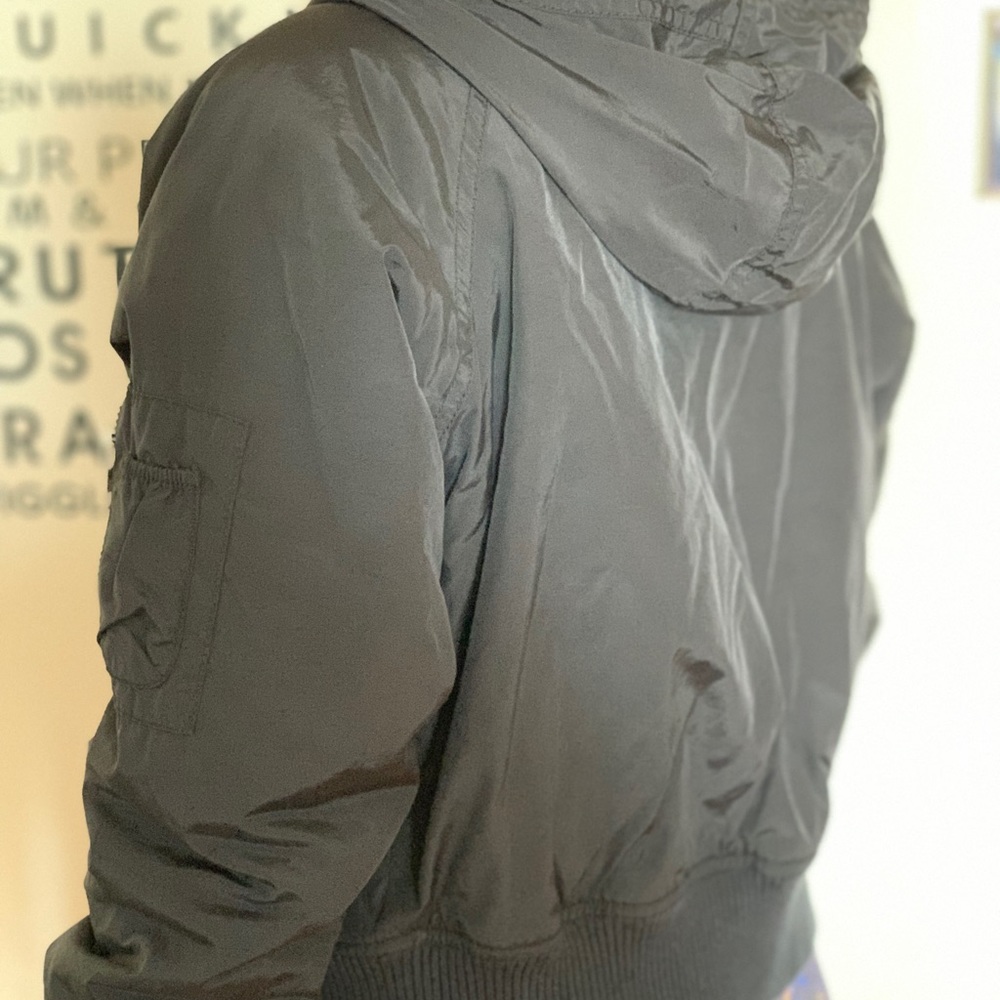 Gap XS black bomber jacket with hood